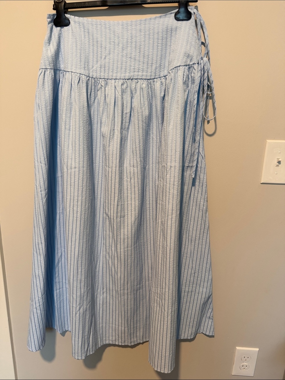 Bronze Snake Light Blue Striped Women's Maxi Skirt. Medium -waist measures 14.5”